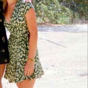 Green Floral Wrap Dress